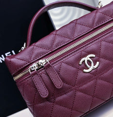 Mini Quilted Burgundy Handbag with Chain Strap (EQBA009)