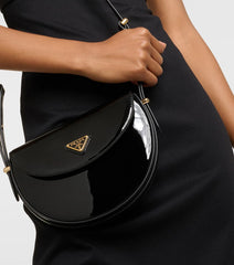 PRADA Crescent Shoulder Bag – Black Patent Leather (WWCA099A)
