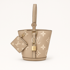 Taupe Monogram Mini Bucket Bag with Lock (EEDA143U)