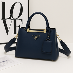 Chic Pebbled Leather Satchel with Gold-Tone Accents (EEF0026)