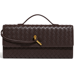 Elegant Braided Leather Clutch with Gold Twist Lock (NBF026)