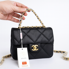 Chanel Mini Flap Bag – Quilted Elegance with Gold Chain (QVBA009EQE)