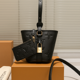 Taupe Monogram Mini Bucket Bag with Lock (EEDA143U)