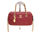 Chanel Quilted Leather Mini Bowling Bag with Metal Hardware (VCBA009K)