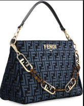 Fendi Blue FF Logo Shoulder Bag with O'Lock (SSDA143VC)