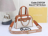 Michael Kors Monogram Satchel with Brown Trim (YRBA009TV)