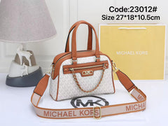 Michael Kors Monogram Satchel with Brown Trim (YRBA009TV)