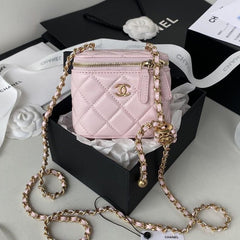 Quilted Mini Vanity Bag with Gold Chain