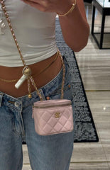 Quilted Mini Vanity Bag with Gold Chain