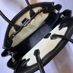 Tone Leather and Canvas Handbag (XCBA009Z)