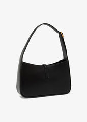 Glossy Black & Marron Shoulder Bag – Gold YSL Logo Accent