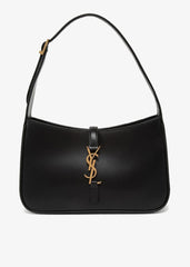 Glossy Black & Marron Shoulder Bag – Gold YSL Logo Accent