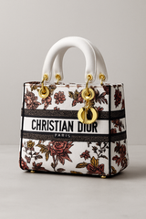 Floral White Dior Tote Bag with Gold Hardware (WQCA050T)