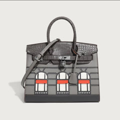 Architectural-Design Croc & Leather Luxury Handbag (FDBE051HT)