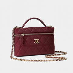 Mini Quilted Burgundy Handbag with Chain Strap (EQBA009)