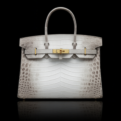 Hermès Birkin-Style Crocodile Leather Handbag – White & Gray Luxury Finish (SEVA009HF)