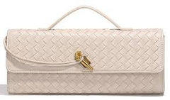 Elegant Braided Leather Clutch with Gold Twist Lock (NBF026)