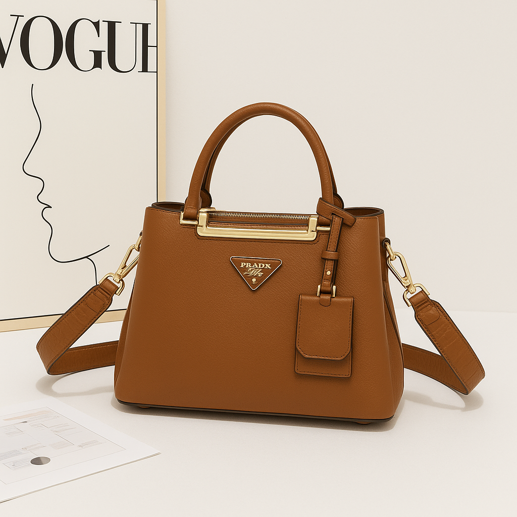Chic  Pebbled Leather Satchel with Gold-Tone Accents (EEF0026)