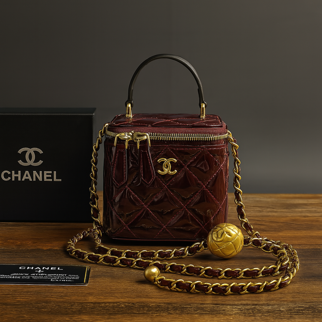 Chanel Mini Vanity Bag – Glossy  Patent Leather with Gold Hardware (XRBA009)