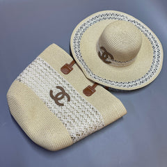 Straw Beach Set – Woven Tote Bag & Wide-Brim Hat (YTBA009H)