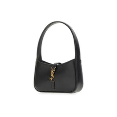 Glossy Black Shoulder Bag – Gold YSL Logo Accent