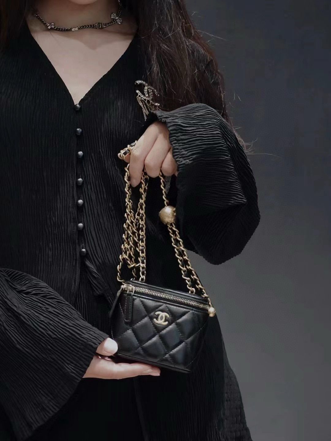 Chanel Mini Vanity Bag – Classic  Quilted Leather with Gold Hardware (OWBA009Y)