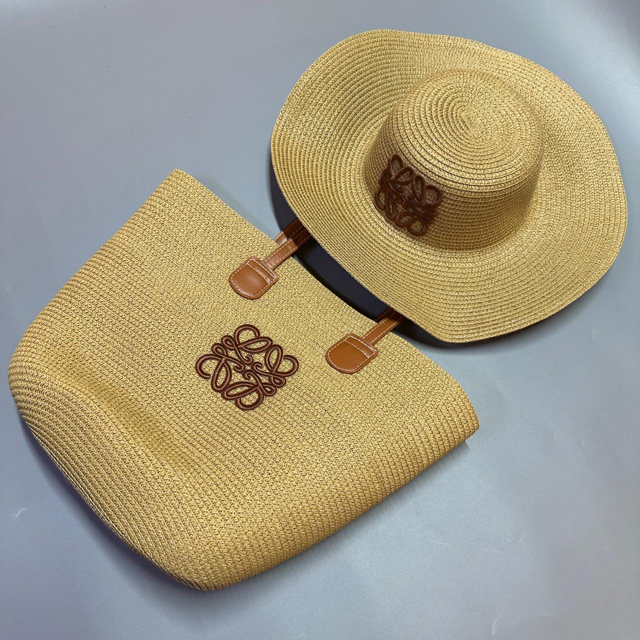 Elegant  Straw Set – Tote Bag & Embroidered Hat (TWBA009H)
