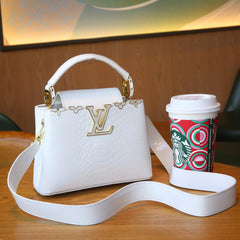 Luxury Textured Leather Handbag with Gold Detailing(AQCA049 ZE)