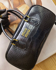 Crocodile-Embossed  Leather Handbag (GHBA009J)