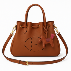 Chic Leather Tote with Gold Hardware & Horse Charm