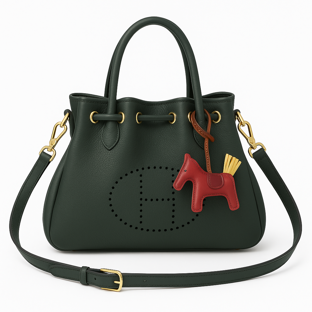 Chic Leather Tote with Gold Hardware & Horse Charm
