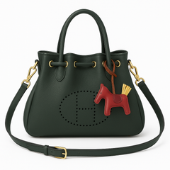 Chic Leather Tote with Gold Hardware & Horse Charm