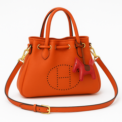 Chic Leather Tote with Gold Hardware & Horse Charm