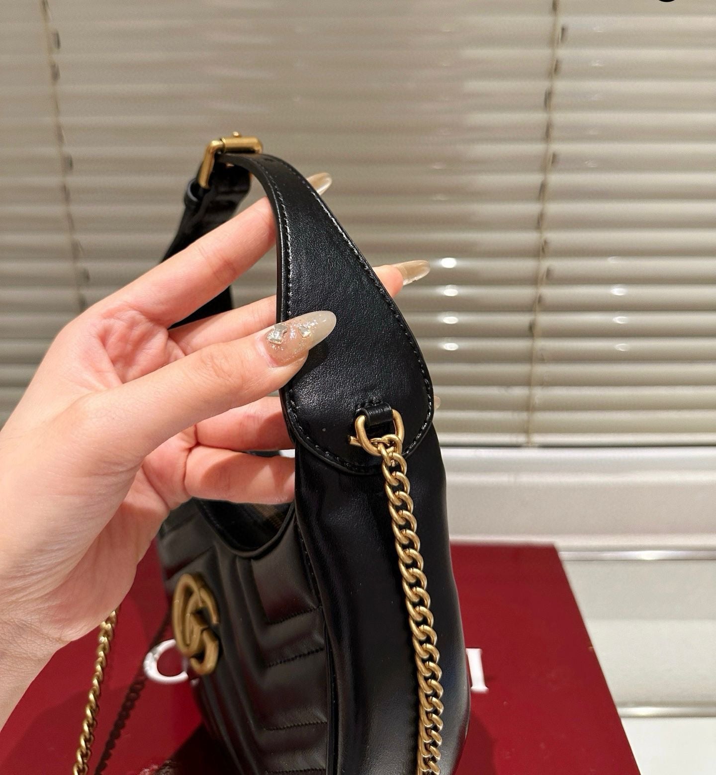 "Gucci GG Marmont Half-Moon Mini Hobo Bag (GGBA009G)