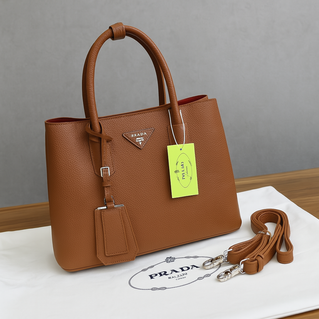Prada  Pebbled Leather Tote Bag with Strap (SAF0026)