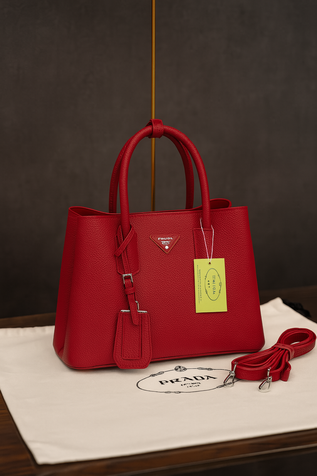 Prada  Pebbled Leather Tote Bag with Strap (SAF0026)