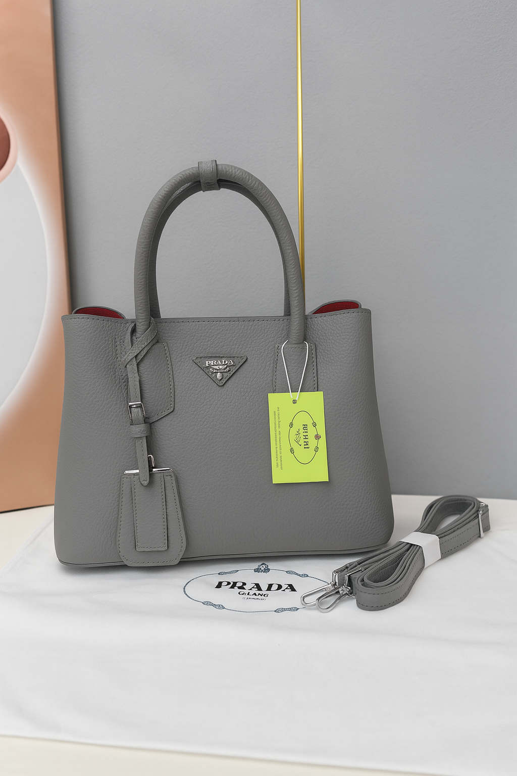 Prada  Pebbled Leather Tote Bag with Strap (SAF0026)