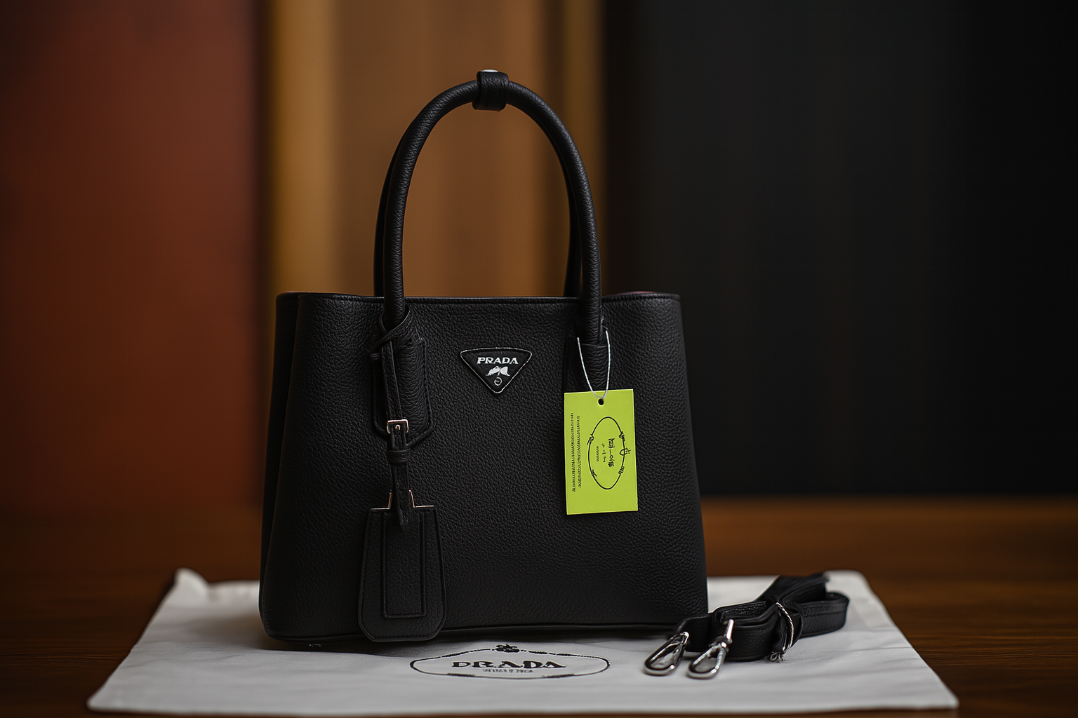 Prada  Pebbled Leather Tote Bag with Strap (SAF0026)