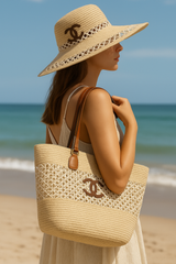 Straw Beach Set – Woven Tote Bag & Wide-Brim Hat (YTBA009H)