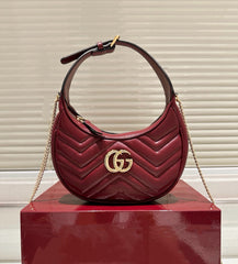 "Gucci GG Marmont Half-Moon Mini Hobo Bag (GGBA009G)