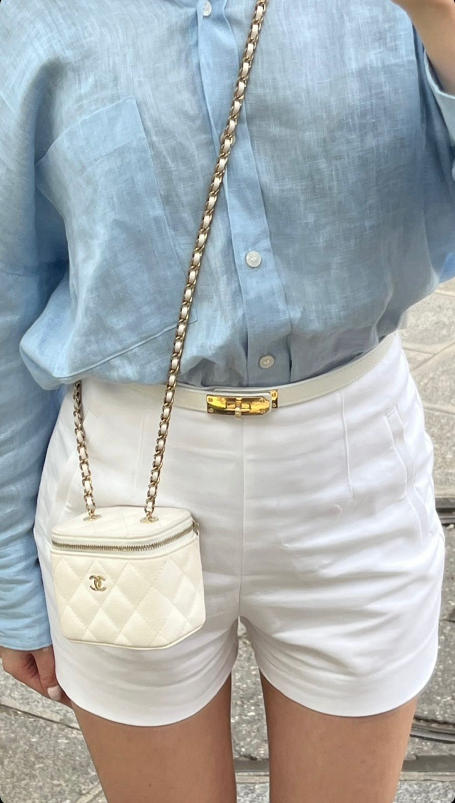 Chanel White/Cream Vanity with Chain