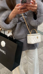 Chanel Quilted White Vanity with Chain