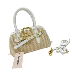 Miu Miu Woven & Tan Leather Handbag (VBBA009N)