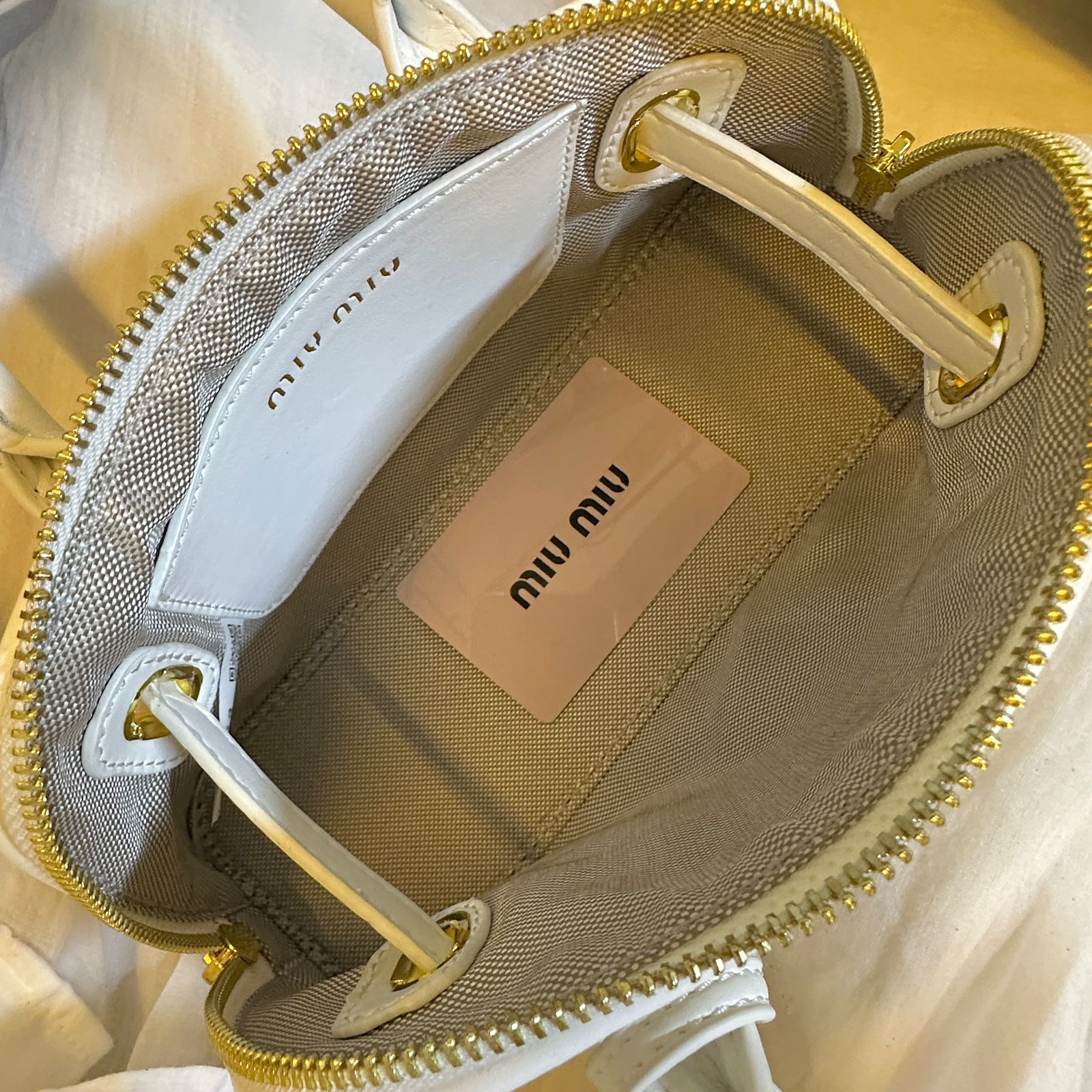 Miu Miu Woven & Tan Leather Handbag (VBBA009N)