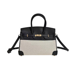 Hermes Leather and Canvas Birkin Style Bag (ZXBE051J)