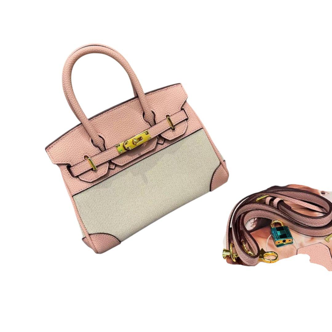 Hermes Leather and Canvas Birkin Style Bag (ZXBE051J)