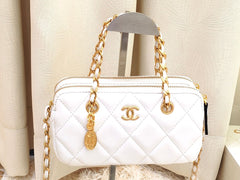 Chanel Quilted Leather Mini Bowling Bag with Metal Hardware (VCBA009K)