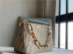 Fendi Blue FF Logo Shoulder Bag with O'Lock (SSDA143VC)