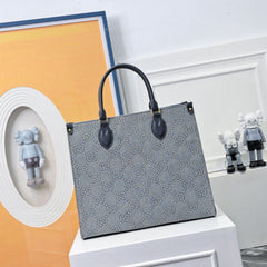 GreyTote Bag with Dark Leather Handles (EEBA009OP)