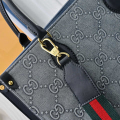 GreyTote Bag with Dark Leather Handles (EEBA009OP)